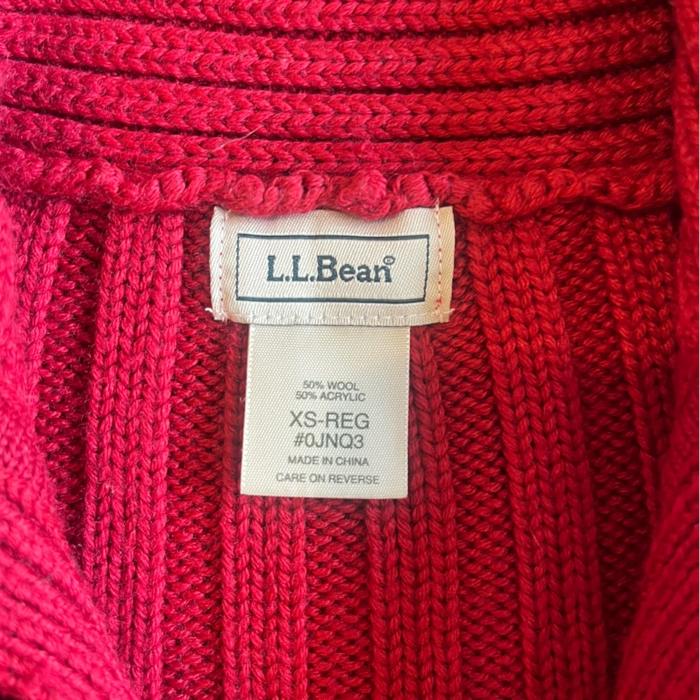 L.L. Bean Cable Knit Wool Blend Cardigan Sweater – Red – Women’s XS - Picture 5 of 8